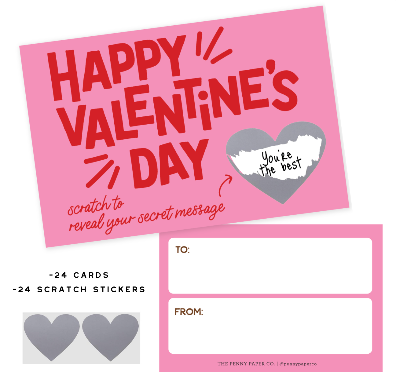 Valentine Scratch-Off Cards, 24 pk